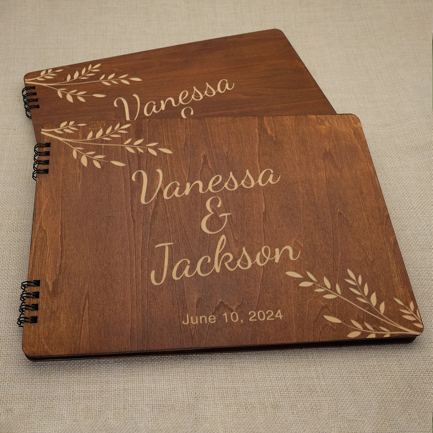 Libro de invitados de boda de madera, grabado con láser personalizado, perfecto para fotos y mensajes de corazón, fotomatón, álbum de fotos