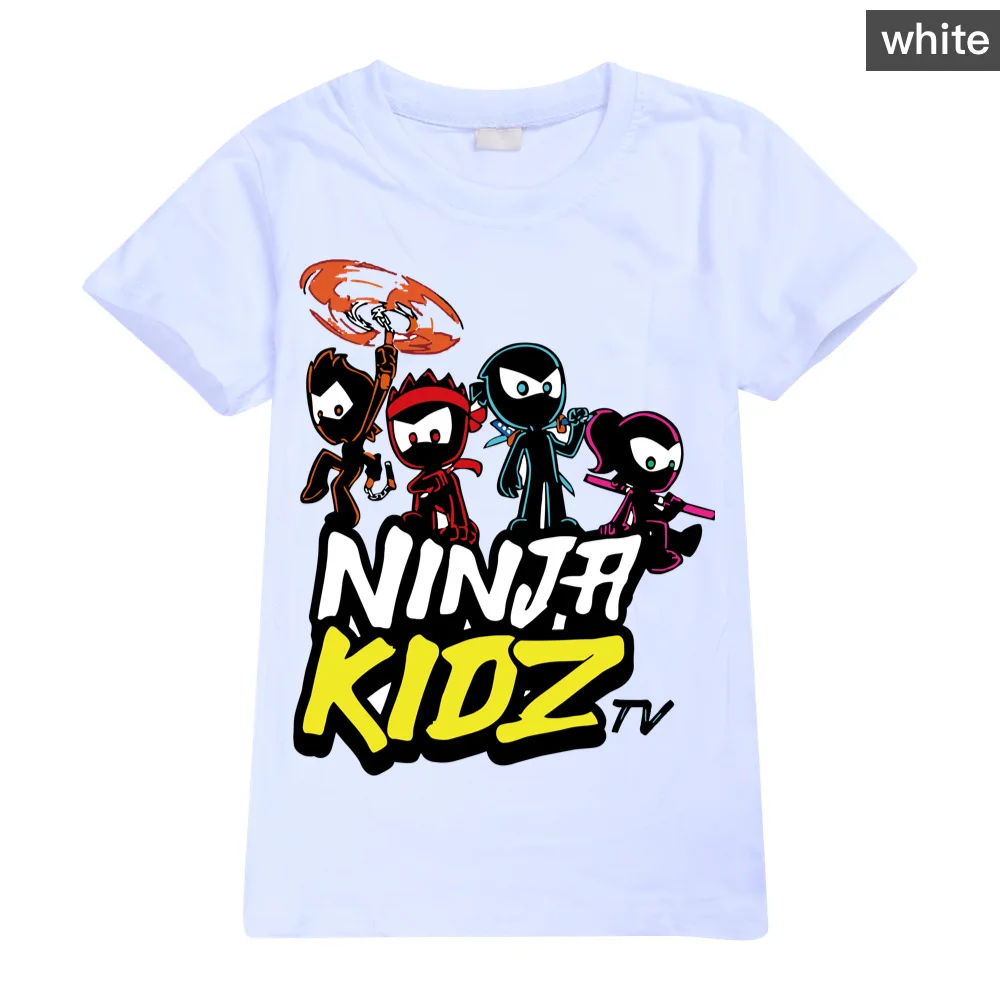 Ninja Kidz Kids Clothes Cotton Short-sleeved T-shirts Children Sweatshirt Cartoon Teenager Tops Boys Girls Tees Clothing