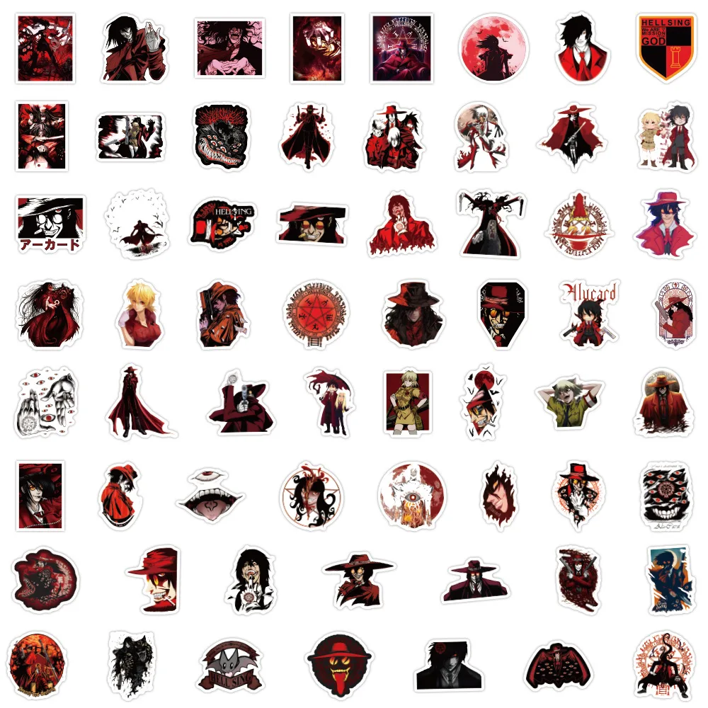 60Pcs Anime Hellsing Stickers Graffiti for Laptop Luggage Motorcycle Phone Case Cartoon Funny Decal Toys