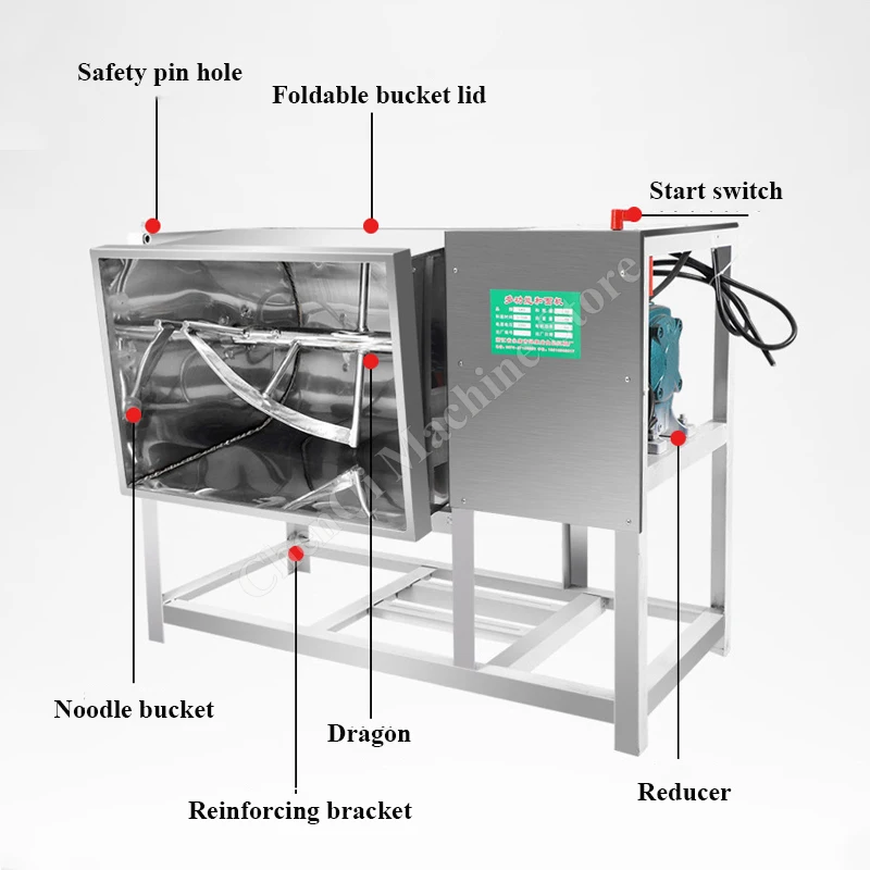 Dough Mixer Commercial Stirring Mixer Suitable Pasta Bread Dough Kneading Capacity 25KG Flour Mixing Machine