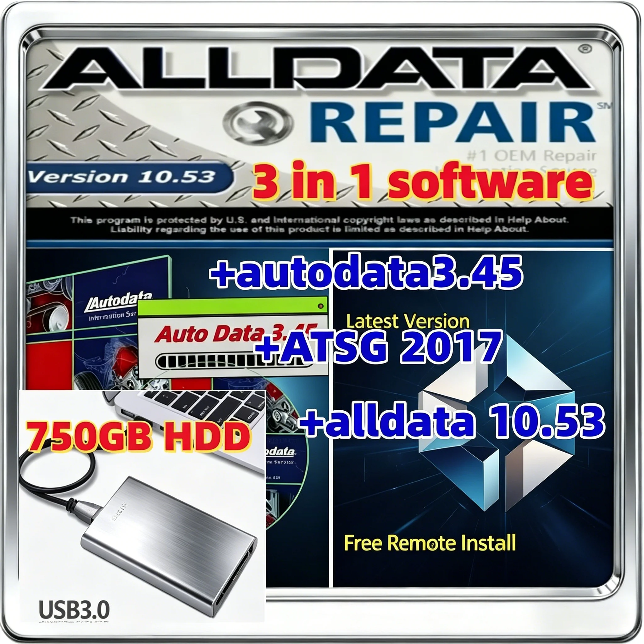 

Alldata 10.53 + autodata 3.45+ Atsg 2017 3 in 1 Auto Repair Software alldata 10.53 software with Wiring diagram