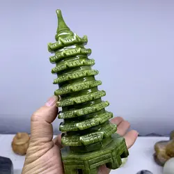 12cm Natural stone jade pagoda point carved stone wenchang tower energy and chakra crystal healing crystals