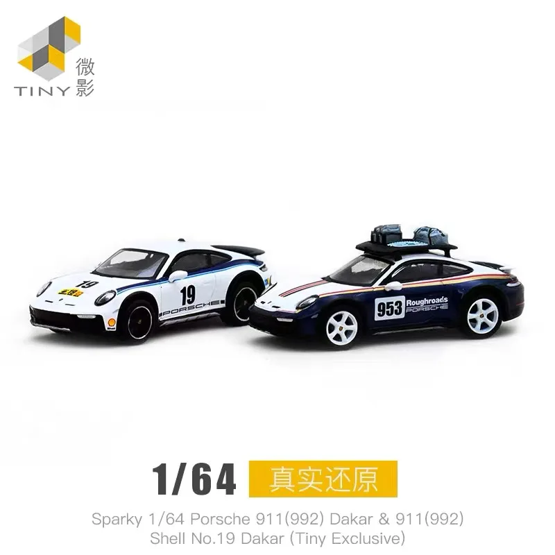 Mały, błyszczący Porsche 911 GT1 1997 1996 25/26 Le Mansay GULF Bay Dakar 953 Bagażnik Podwójny Samochód Stop Model Samochodu