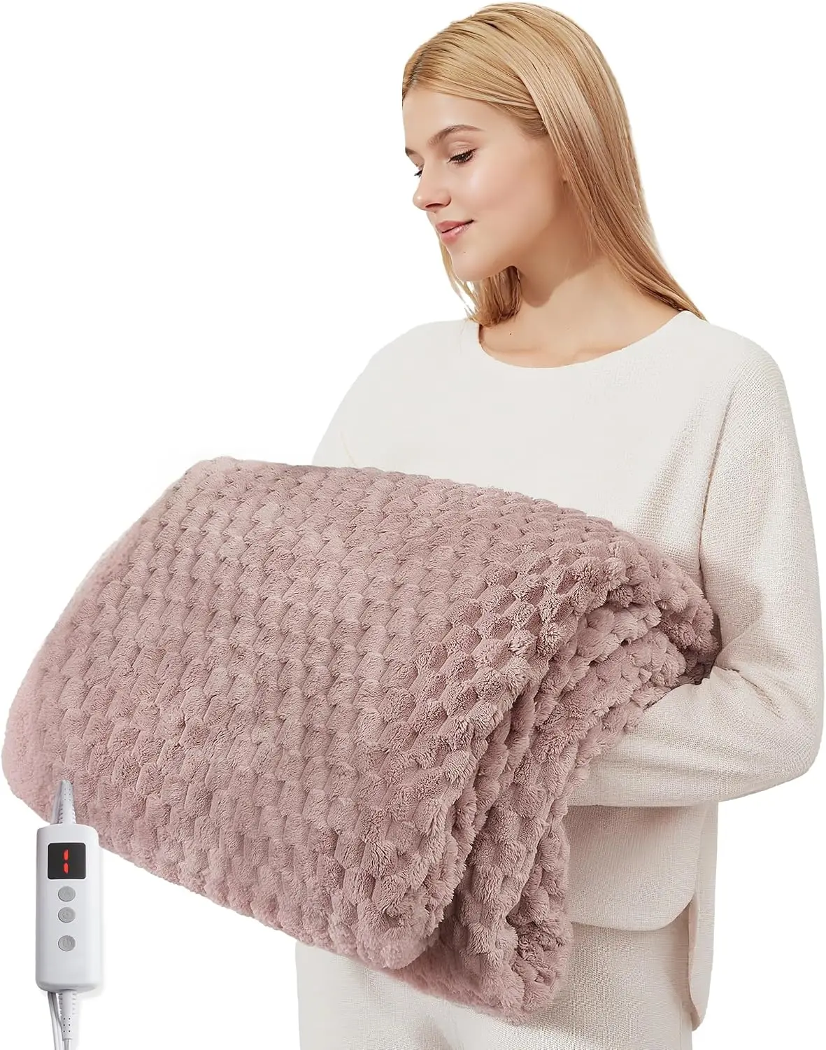 Heated Electric Blanket, Soft Sherpa & Flannel Fleece, Warm Cozy Heated Throw for Bed, Couch & Sofa