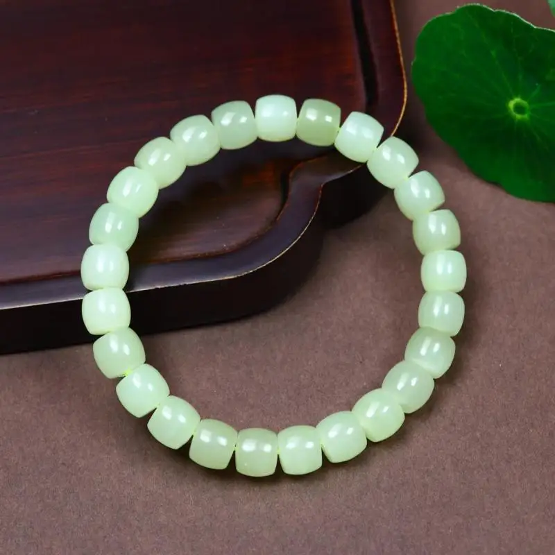 7*8mm Certified Natural Jade Bracelet Women Fine Jewelry Accessories Genuine China Nephrite Stone Green Hetian Jade Bracelets