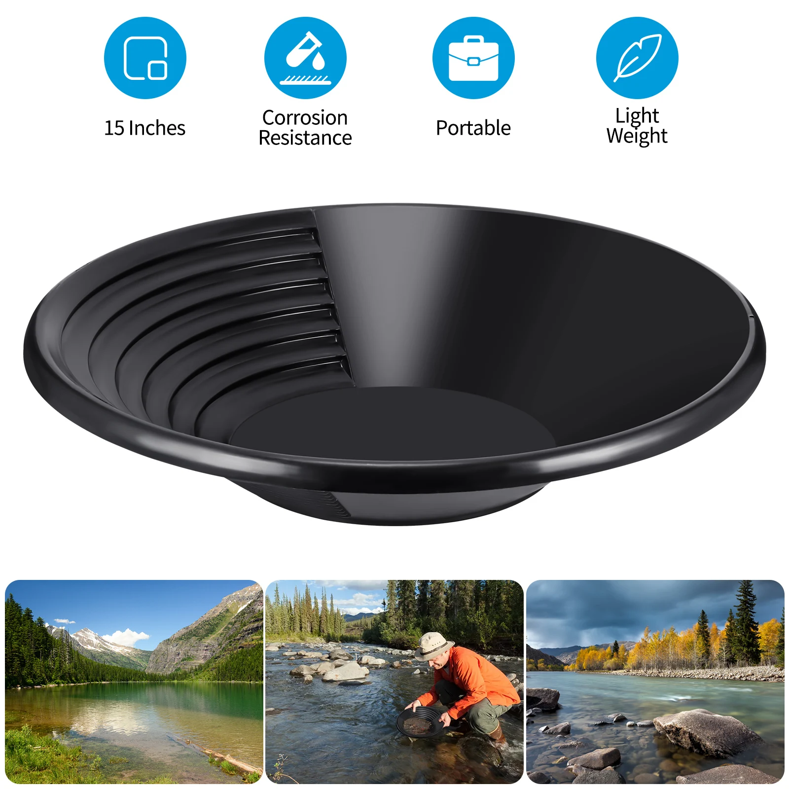 Imagem -02 - Plastic Gold Pan Wash Basin Nugget Mining Dragagem Ferramenta de Prospecção River O24 Dropship Venda Quente