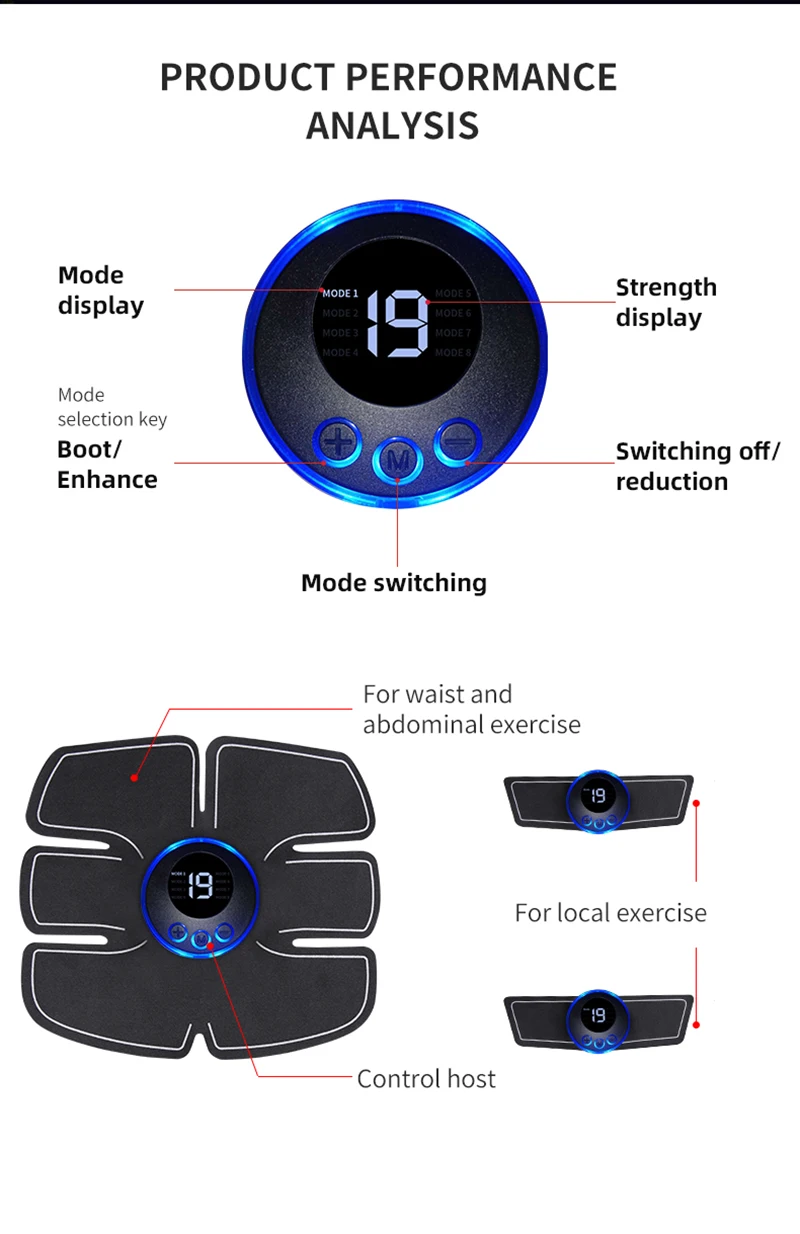 Elektrischer Musselstimulator, Massagegerät für Bauch, Gesäß, Arm, Bein, Hals, Hüften, Trainer, Muskeltoner, Fitness-Training, Trainingsgeräte – Detail 10