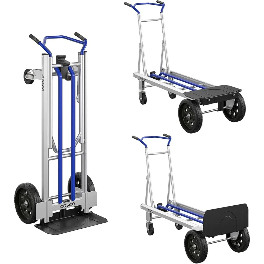 Next Gen 3-in-1 Folding Toe Plate Hand Truck, 800 lb/1000 lb Weight Capacity, Blue