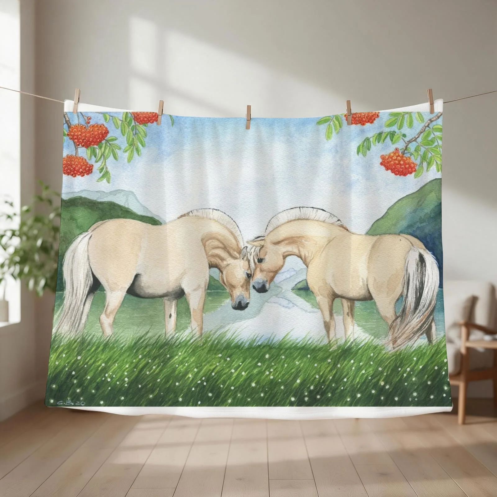 Norwegian horses in a fjord landscape Throw Blanket funny gift decorative Bed covers Blankets For Bed Blankets
