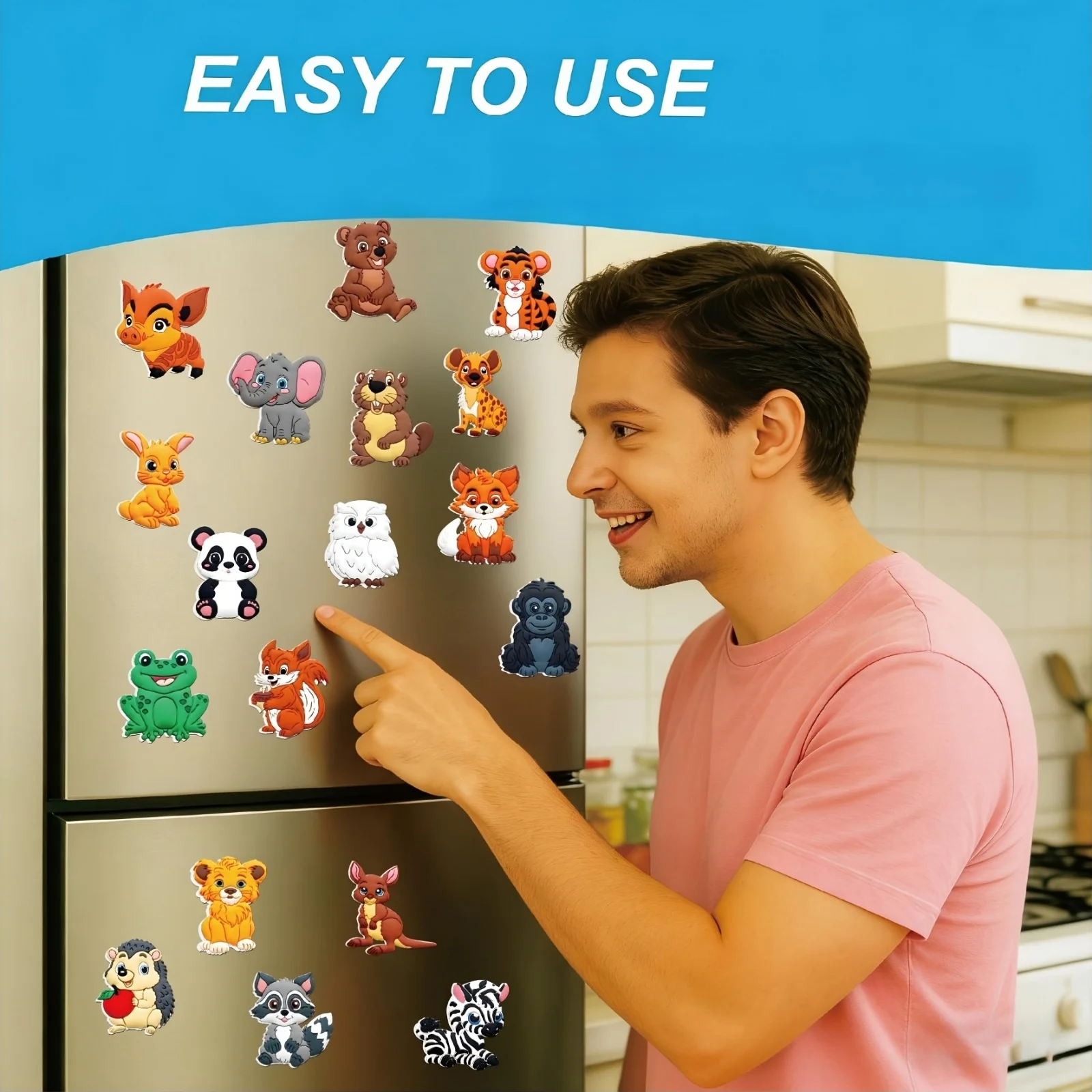 Magnetic Zoo Themed Refrigerator Tile, Pvc Material, Suitable for Refrigerator Sticker, Blackboard School Season Gift