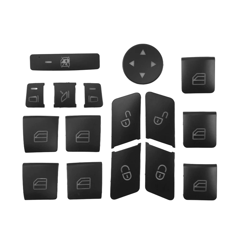 16PCS Car Door Seat Memory Lock Window Glass Lift Button Cover Sticker For Mercedes Benz CLA/GLA/GLK/GLE/CLS/GL/ML/A/B/E