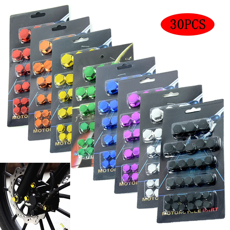 30PCS Colorful Nut Cover Screw Cap Decoration Motorcycle Modification Motor Scooters Electric Car Accessories 1.4/1.2/1/0.8CM