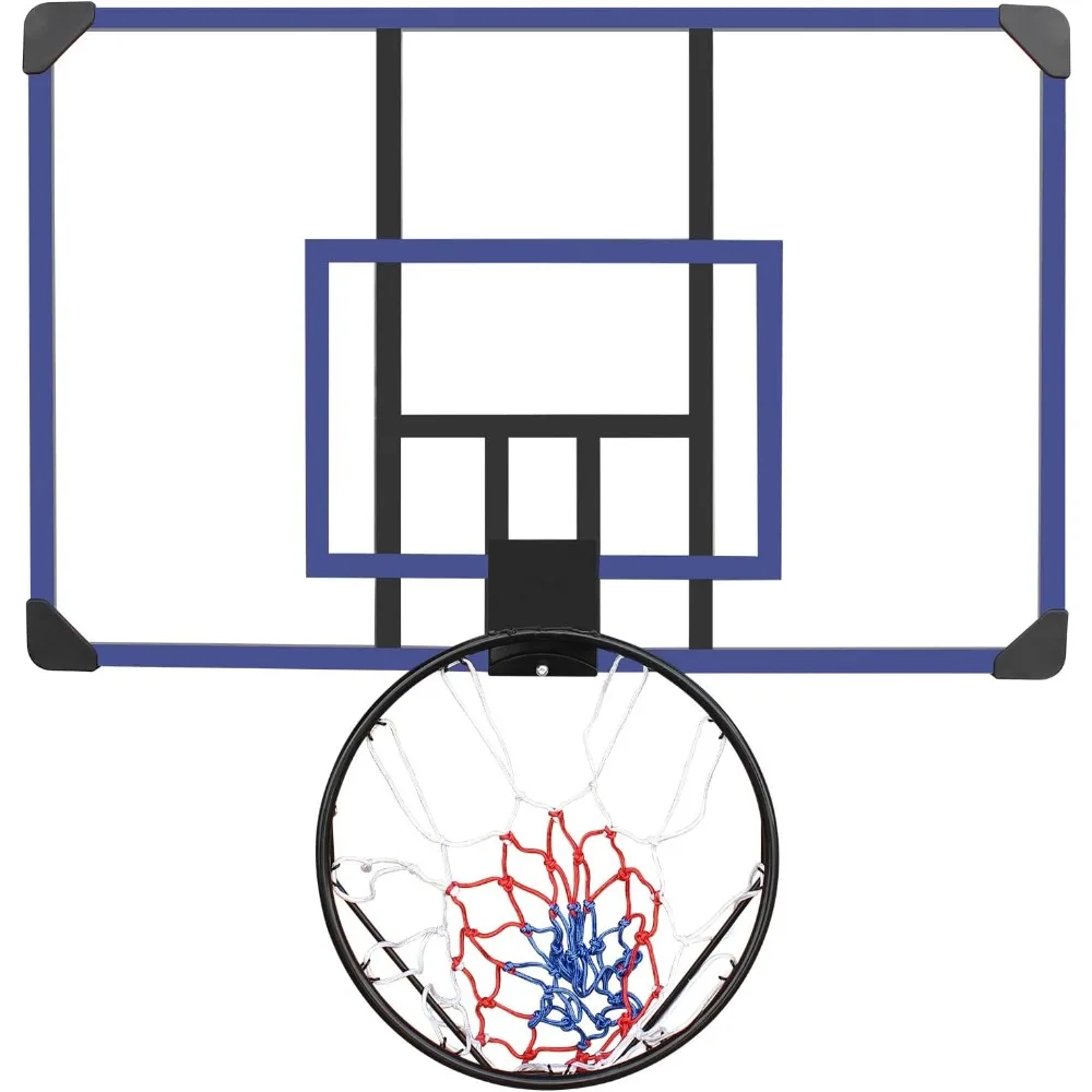 Canestro da basket pieghevole durevole per interni/esterni con tabellone infrangibile da 45"x29" e rete per tutte le stagioni