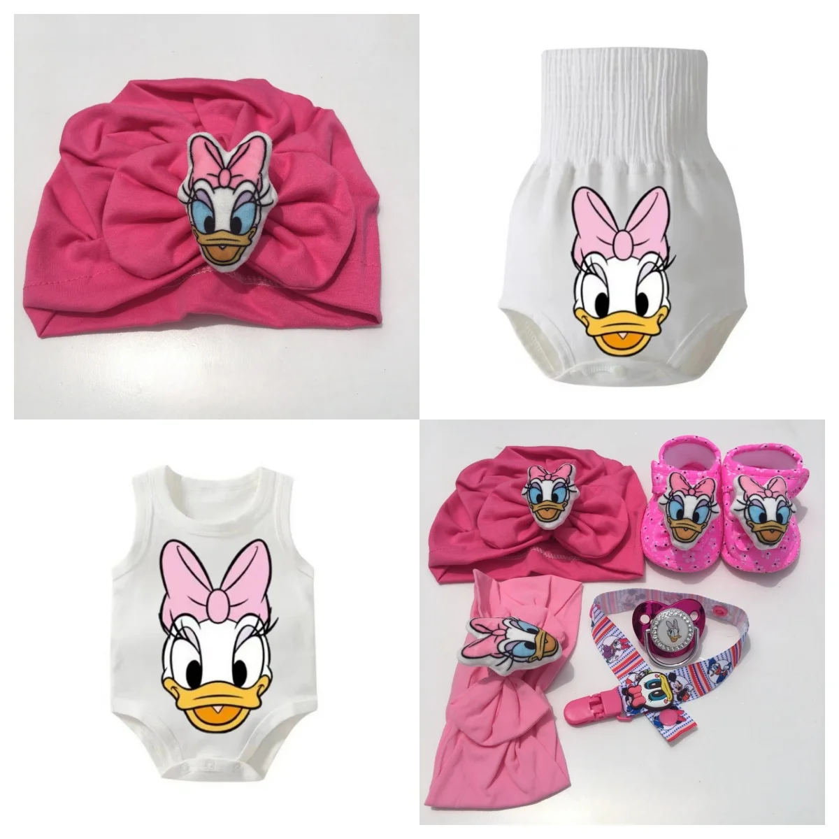 Baby Rose red Donald Duck pacifier with silicone teal animal print headband Hat Clothing Baby BPA-free pacifier dummy Chupeta