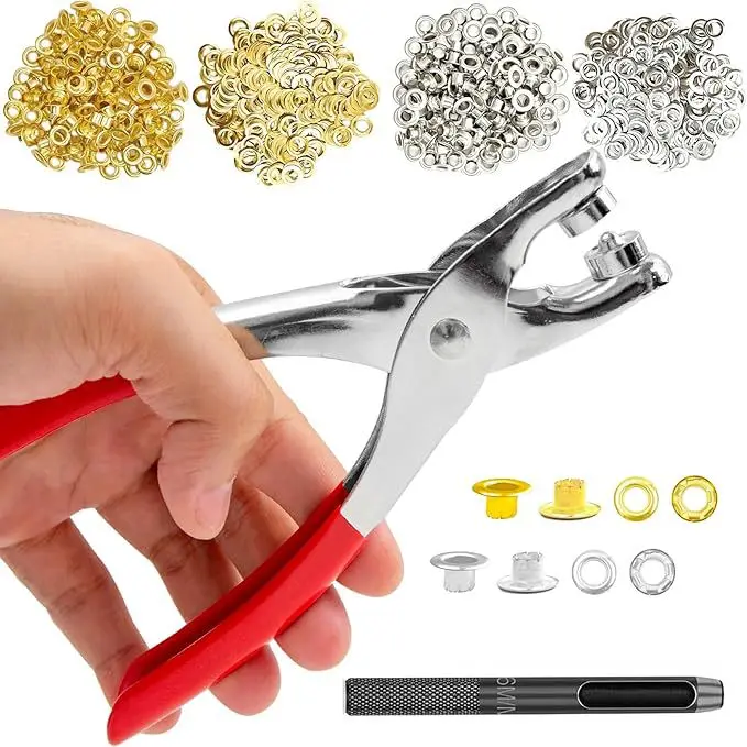 1 Set 1/4 Inch Grommet Eyelet Plier Kit With 300 Metal Eyelets Hole Punch Tool For Leather Fabric Cloth