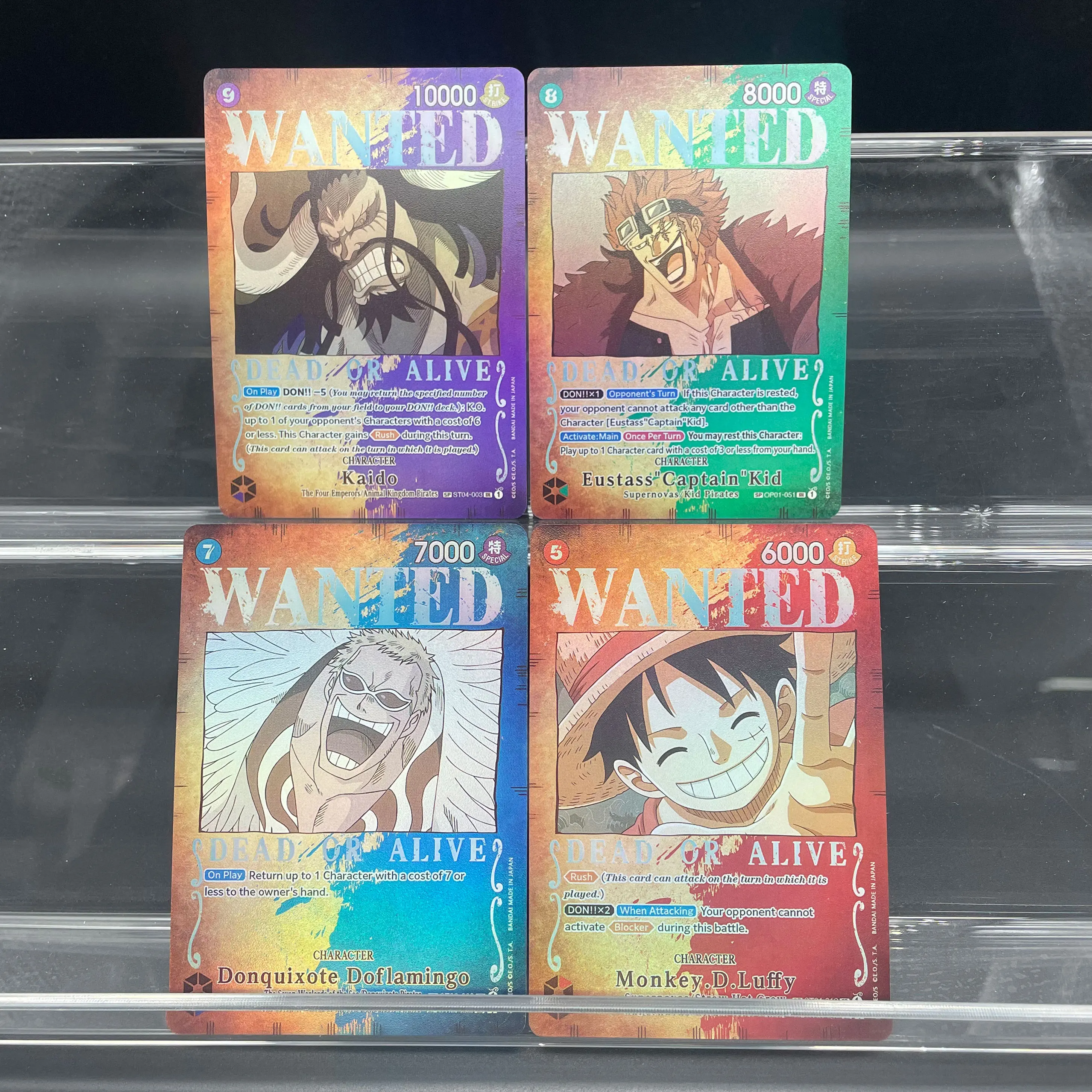 DIY Selbstgemachtes OPCG Kartenspiel PILLARS OF STRENGTH Kaido Kid Doflamingo Luffy WANTED Serie Holografische Folienkarte Sammelkarte