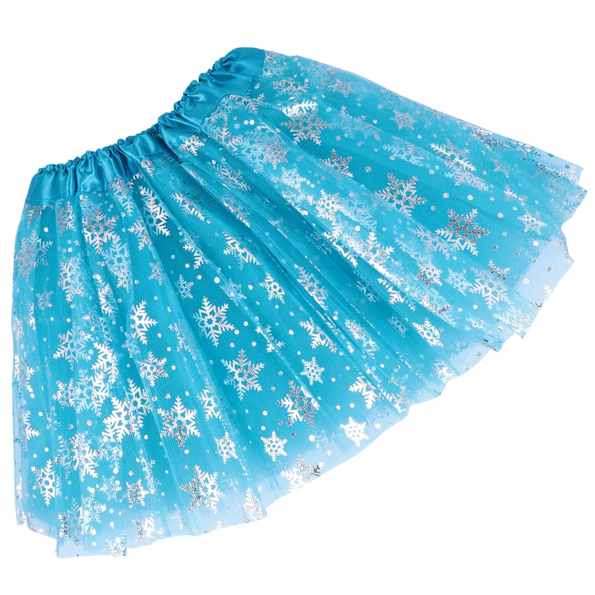

Snowflake Tutu Skirt Christmas Costume Kids Girls Ballet Dance Blue Polyester Safe Comfortable Durable Elastic Band Easy