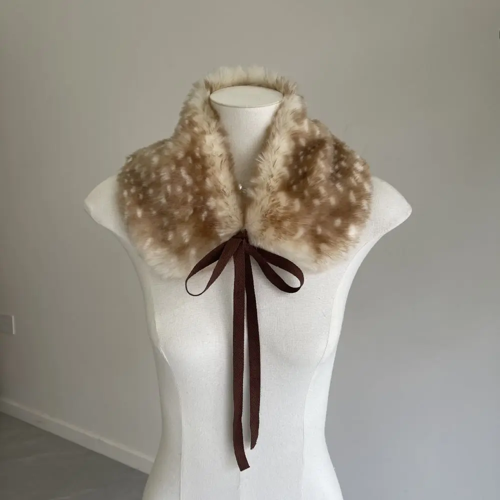Thick Deer Pattern Faux Fur Scarf Warm Faux Mink Fur Cross-tie Scarf Leg Cover Animal Print Mink Fur Fake Collar Christmas 3