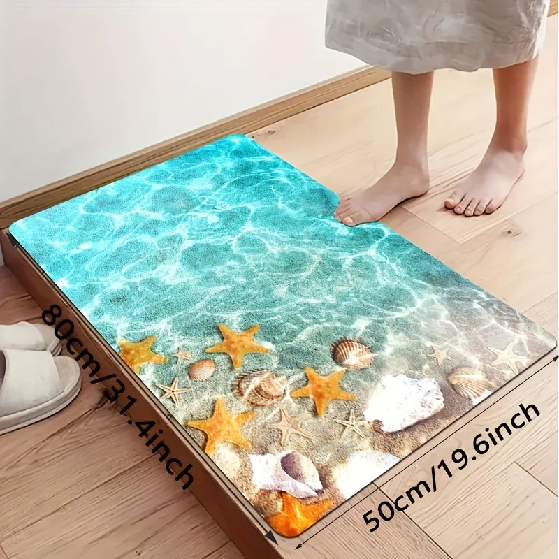 Ocean Starfish Kitchen Floor Mat Entrance Door Mat Decorations Non-Slip Hallway Balcony Long Rugs Bedroom Bedside Foot Pad