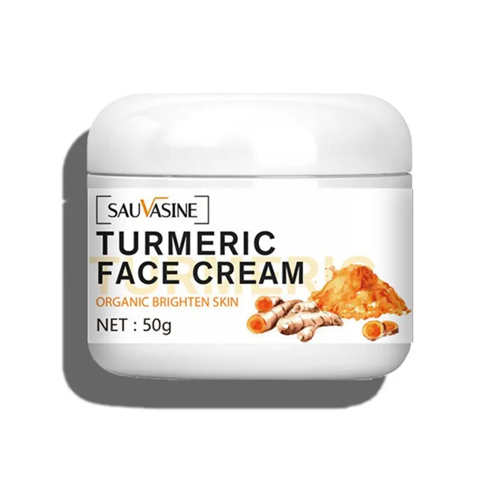 50g Turmeric Face Whitening Cream For Dark Skin Remove Acne Lighten Dark Spots Moisturizing Brightening Cream For Face Skin Q0i1