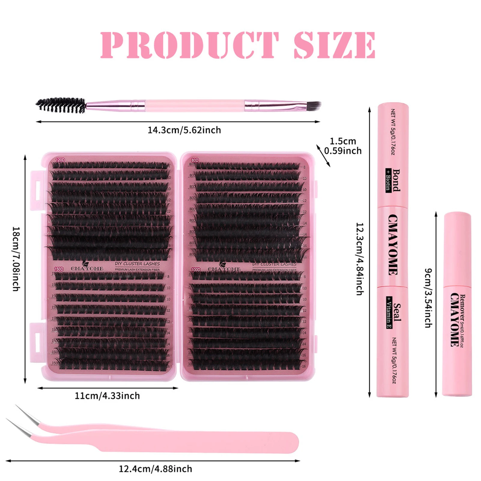 مجموعة مجموعات مزيفة من الرموش ، ختم رابطة الرموش ، أداة تطبيق الرموش ، مجموعة ملحقات ، 80D ، 100D ، 120D ، 150D