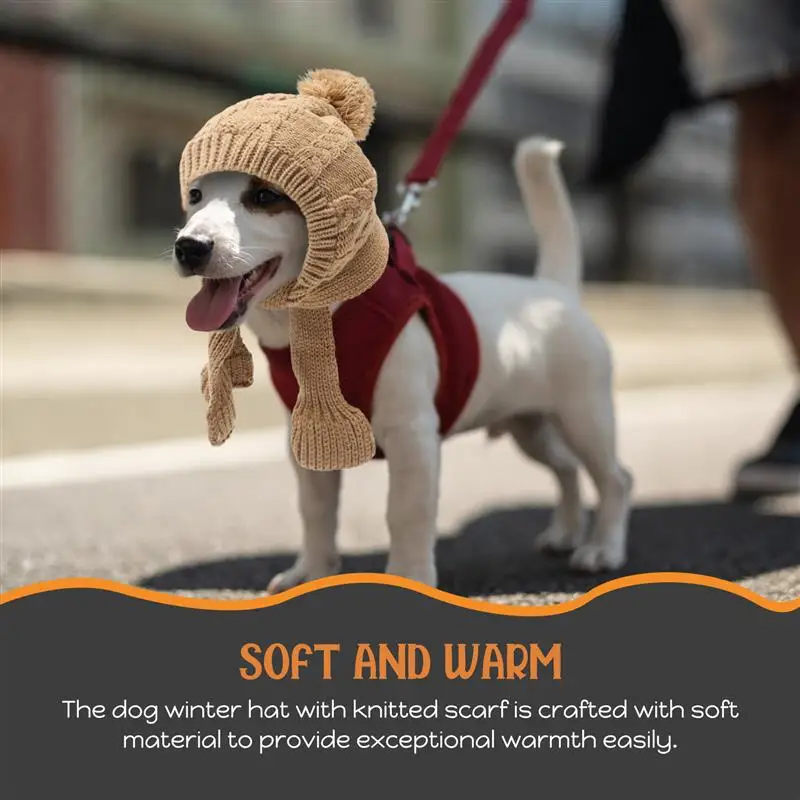 Knitted Dog Winter Hat With Scarf Warm Dog Cap Knit Scarf Dog Small Hat Warm Pet Winter Hat Pet Dress Headdress Pet Headgear