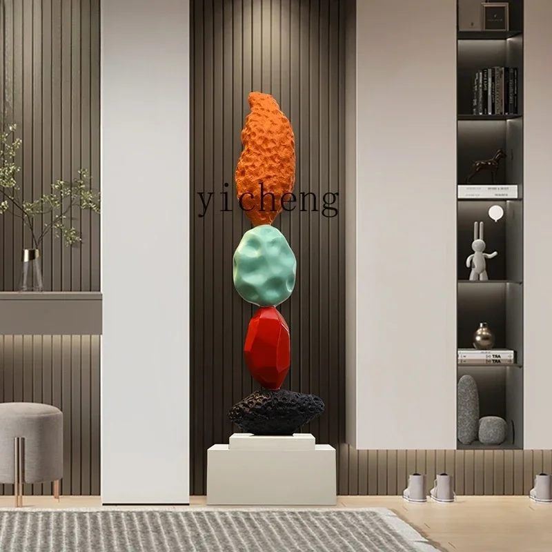 b11-7.1  Italian Minimalist Stone Sculpture Lobby Soft Decoration Living Room Wealth-Attracting Floor Ornament