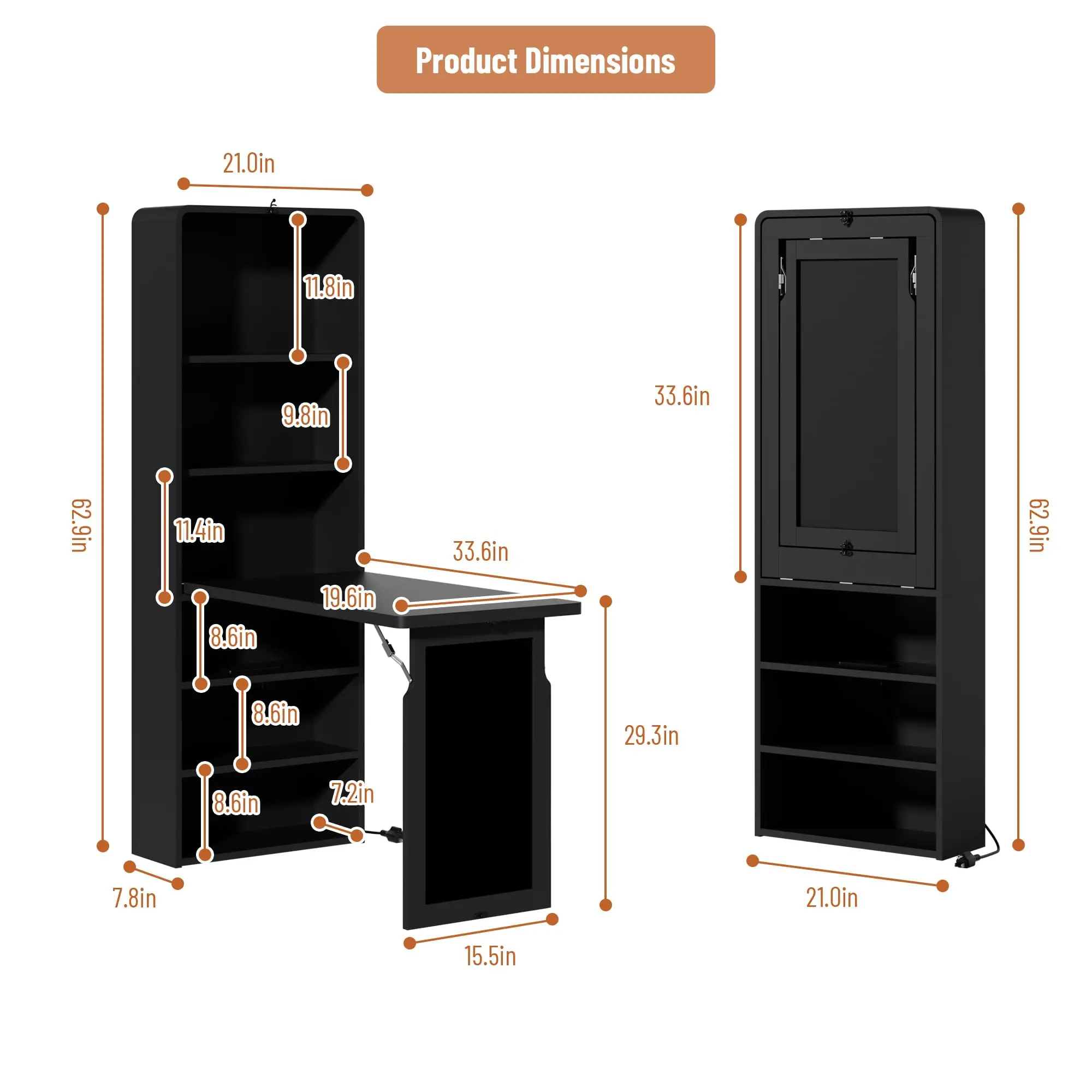 Foldable Nail Desk with Storage, Folding Manicure Table with Chalkboard