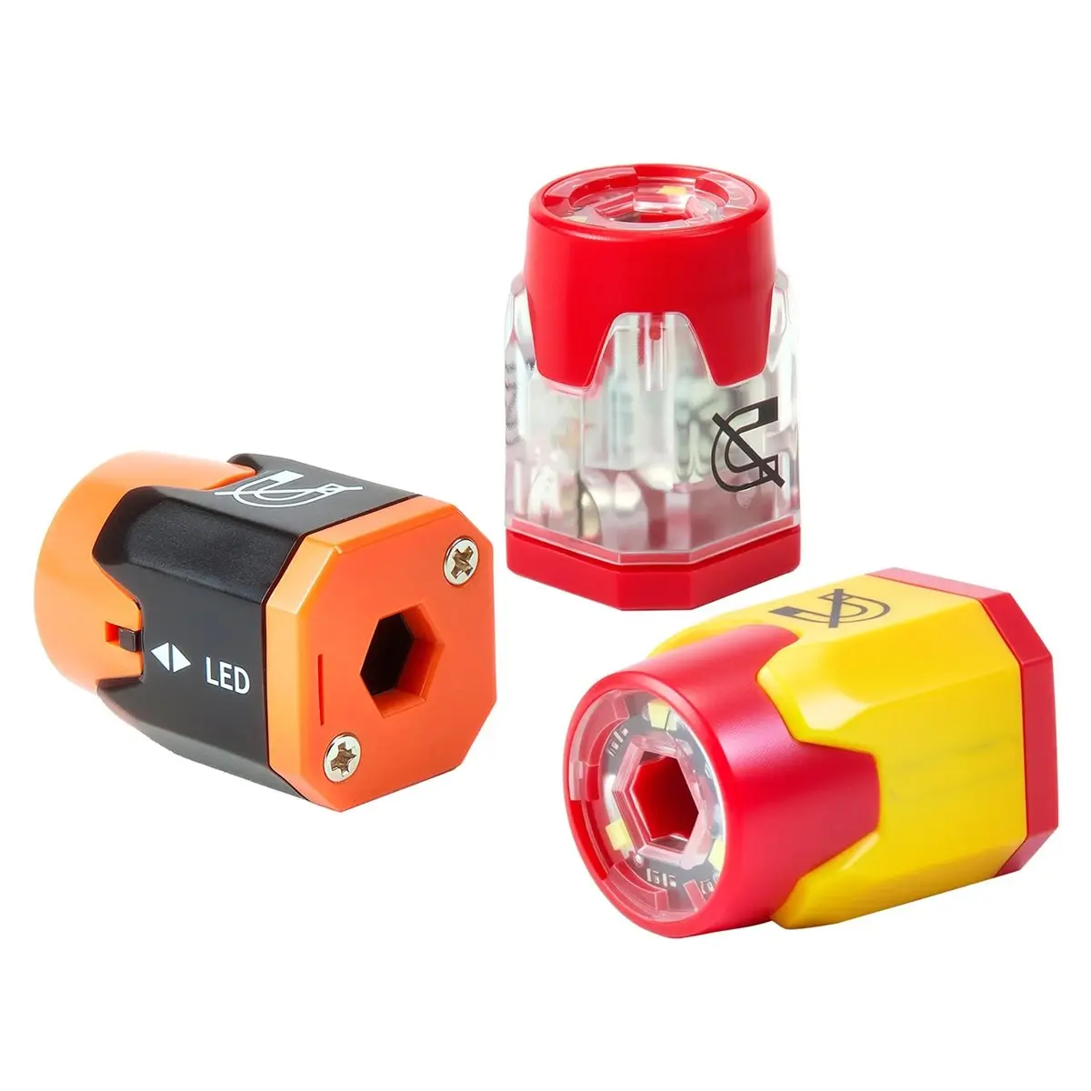 3Pieces LED Screwdriver Bit Magnetizer Ring, ABS Plastic Bit Magnetizer/Demagnetizer for 1/4 Shank , Strong Magnetism