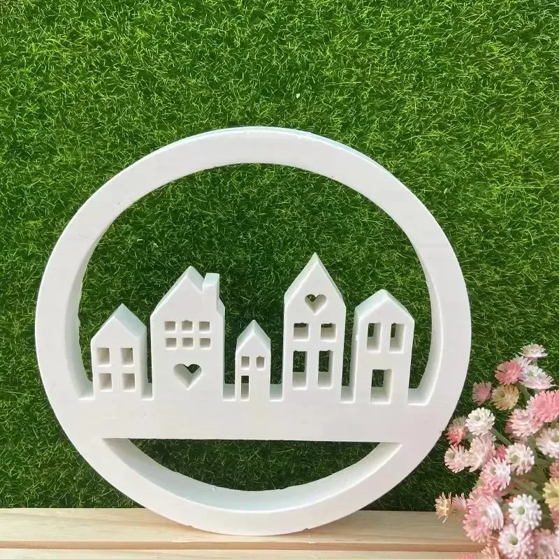 Round Building Silicone Mold House Decoration Wall Hanging Plaster Jewelry Silicone Mold Home Decoration Resin Mold