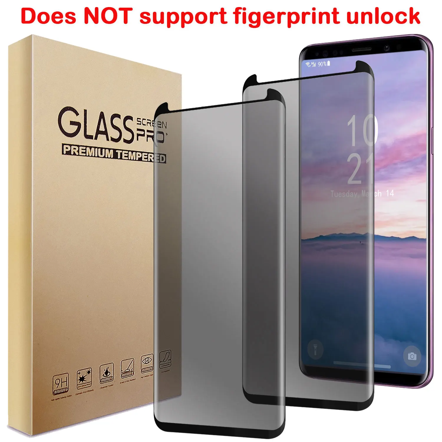 

2-Pack For Samsung For Galaxy S9/S9 Plus/S9+/S8/S8 Plus/S8+ Privacy Tempered Glass Screen Protector Full Coverage Film