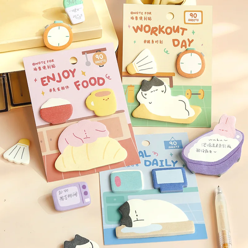Kawaii Stationery NOTE FOR Scene Sticky Notes Come with Me Series Korean Cute Handbook Collage Message Paper School Supplies
