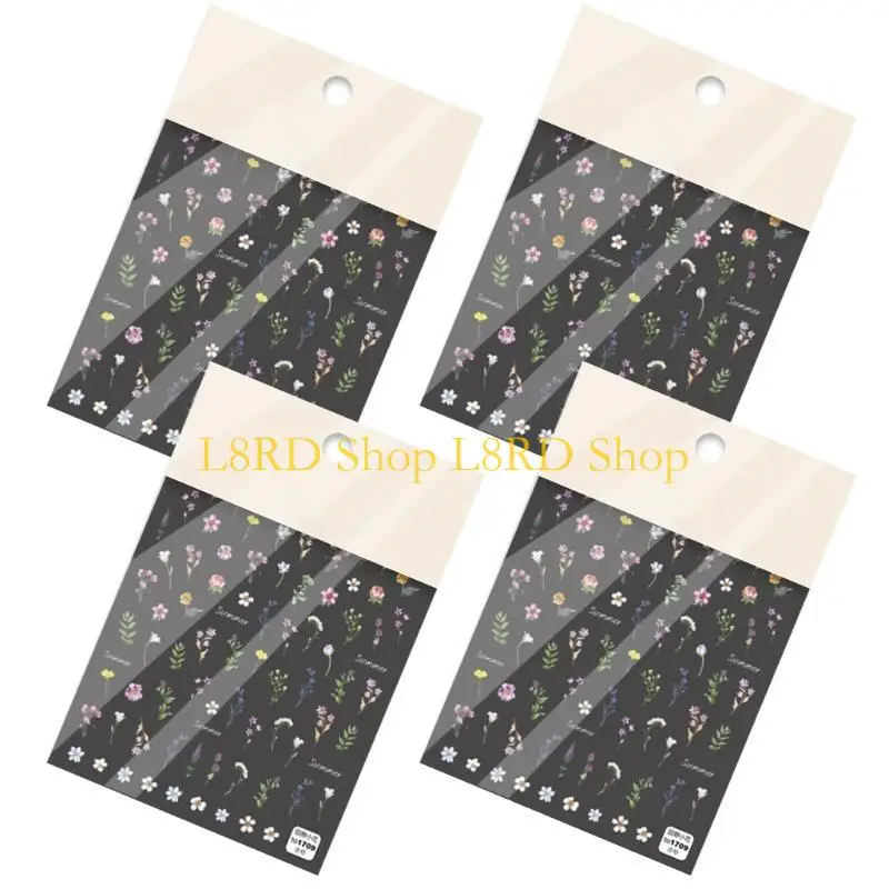 L8rd 4 hojas uñas las flores pegatinas arte adhesivos pegatinas uñas uñas florales calcomanías