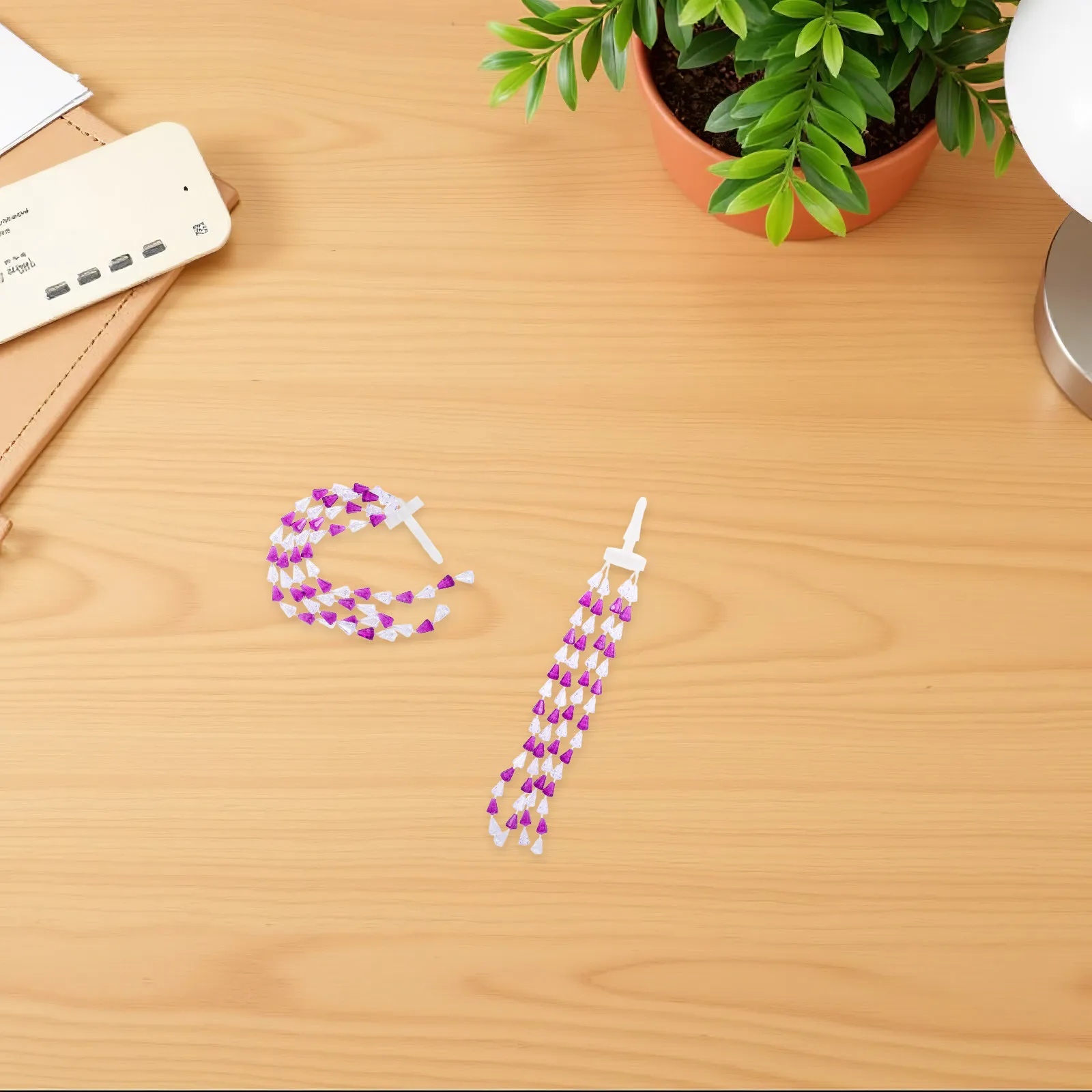 

2Pairs Beaded Bike Streamers Girls White Purple Rhinestone Handlebar Tassels Kids Bicycle Scooter Tricycle Decoration Vibrant