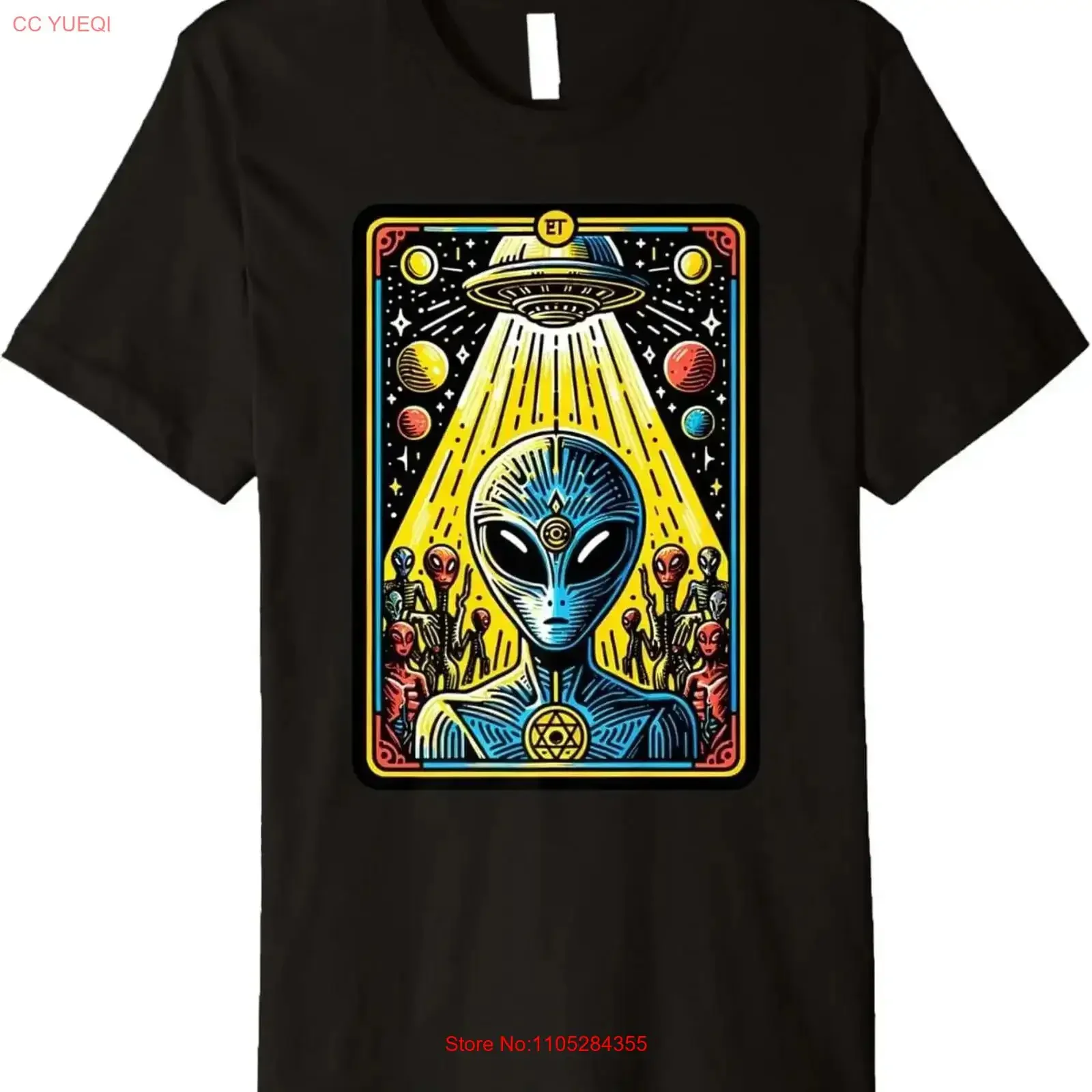 Vintage Alien Tarot Card Astrology Retro UFO Invasion UAP SweaT T Shirt Washed streetwear Stylish Casual vintage Washed