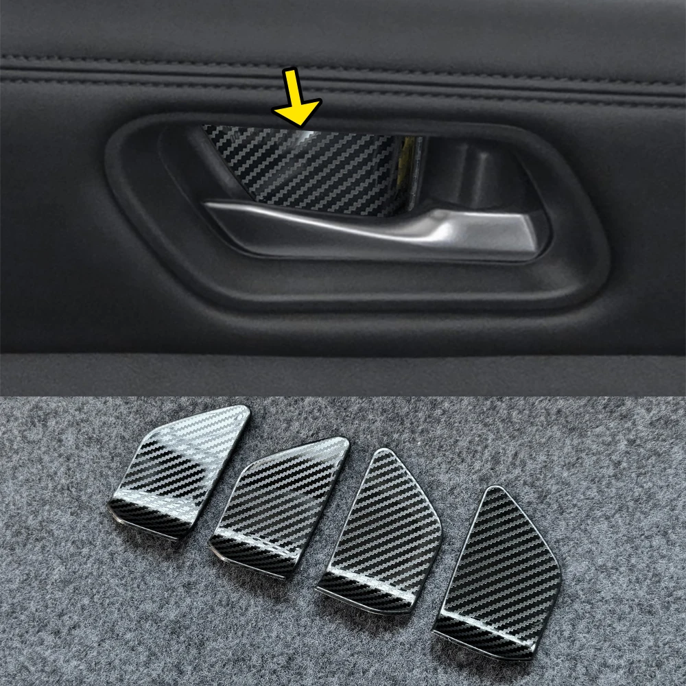 Carbon Fiber Pattern Interior Door Handle Trim Cover Stickers For Nissan Ariya 2023 2024 2025 Accessories Auto Parts