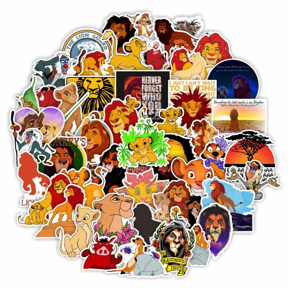 10/30/50pcs Disney The Lion King Cartoon Stickers DIY Phone Bicycle Laptop Skateboard Cool Anime Graffiti Decals Fun for Kid Toy