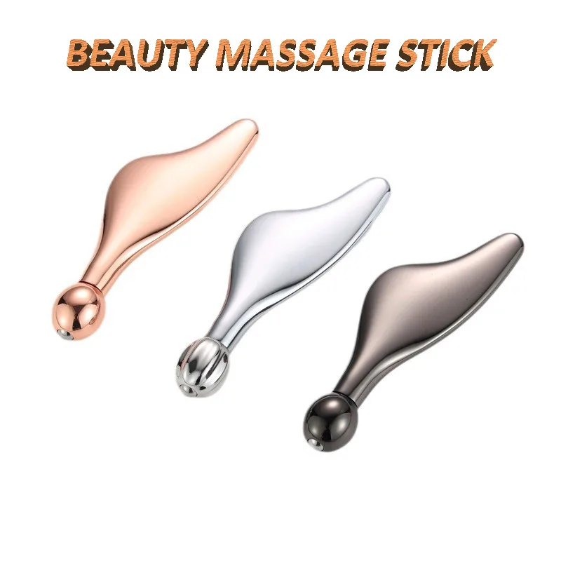 1Pc Oogcrème Applicator Roller Tool Gezicht Roller Stick Face Lifting Gezicht Thining Roller Metal Guasha Massager Beauty Stick