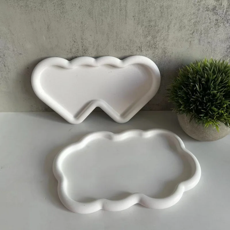 

2PCS Double Heart Tray Silicone Mold for Epoxy Resin, Plaster Craft | Large Irregular Jewelry Dish & Decor
