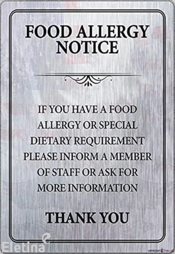 Twinkle Warning Sign Food Allergy Safety Notice Metal Tin Sign/If You Have a Foo sign