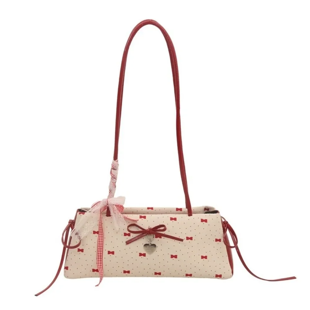 

Fashion Bow Women's Handbag Large Capacity Zipper Closure Shoulder Bag Sweet Underarm Bag Women