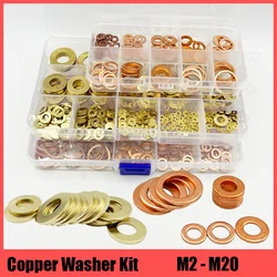 Solid Pure Copper Flat Washer Brass Boat Crush Washer Sealing Ring Copper Oil Plug Washer Metal Retaining O Ring M2 M3 M4 M6-M20
