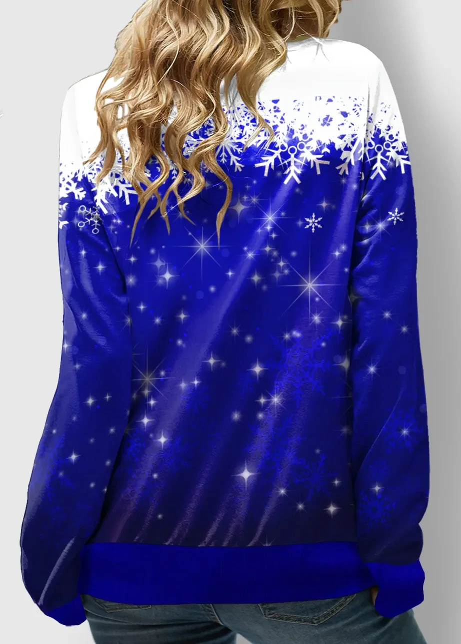 Women's Sweatshirt 3D Prints Christmas Theme Kawaii Graphics Long Sleeve T Shirt Casual Loose Fit O Neck Tee Long Sleeve Tops