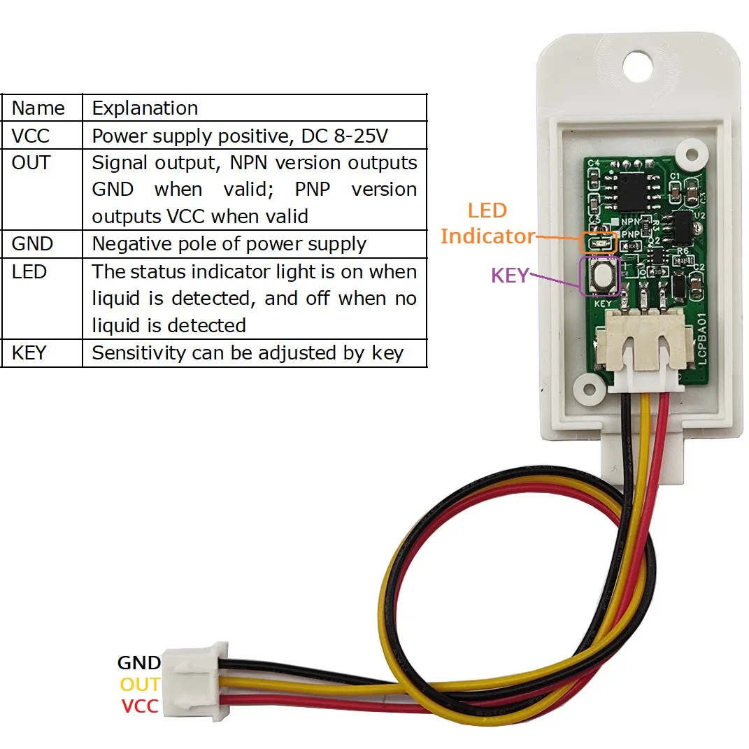 Non-contact Water Level Detection Sensor NPN PNP Touch Switch for Water Tower Fish Tank DC 8-24V Capacitive Liquid Level Sensor