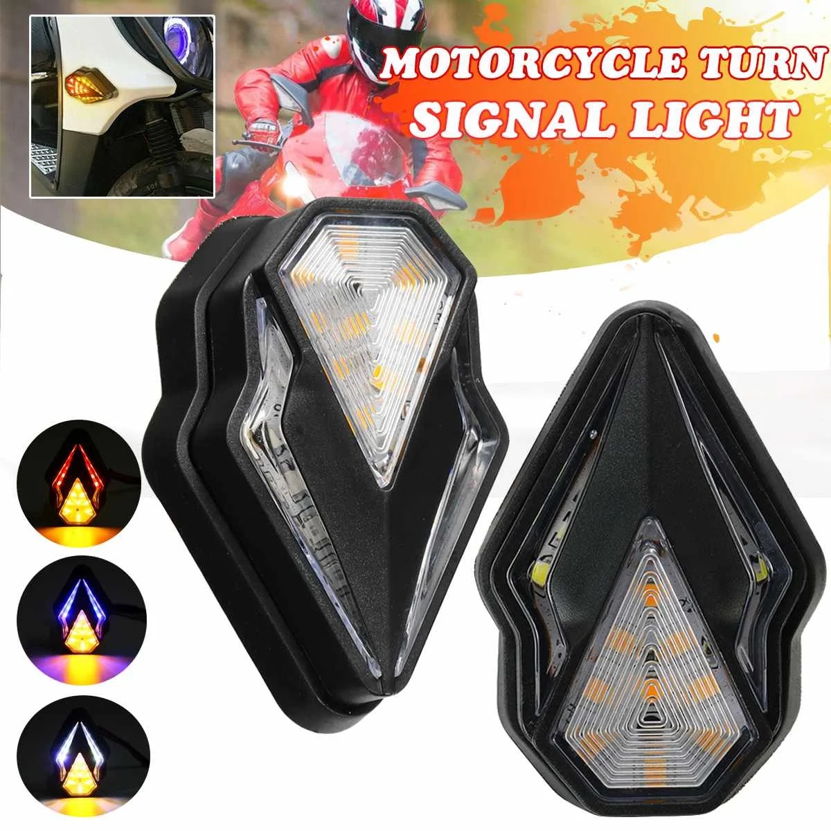 2pcs Motorcycle Turn Signal Indicator Light Universal Moto Scooter Side Marker Waterproof Diamond Shape For Honda Suzuki Yamaha