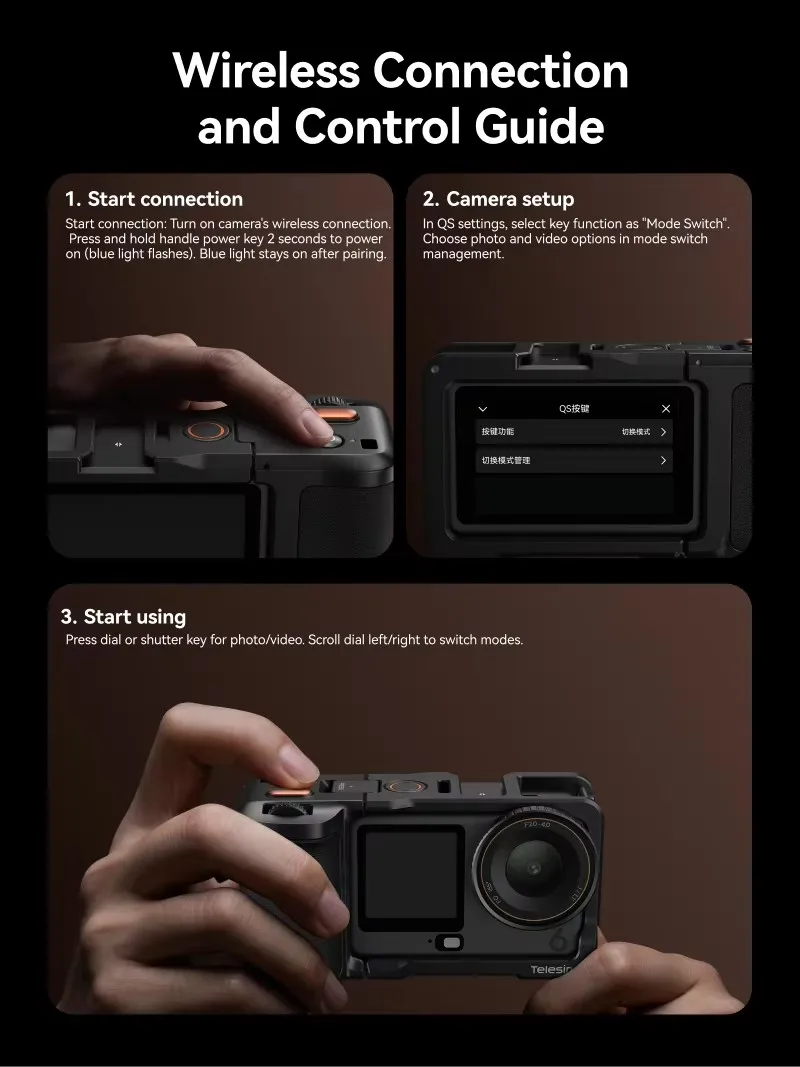 TELESIN Rabbit Cage Schnellverschluss-Schutzhülle mit Handgriff, abnehmbarer Fernbedienungsgriff für DJI OSMO Action 6 – Detail 9