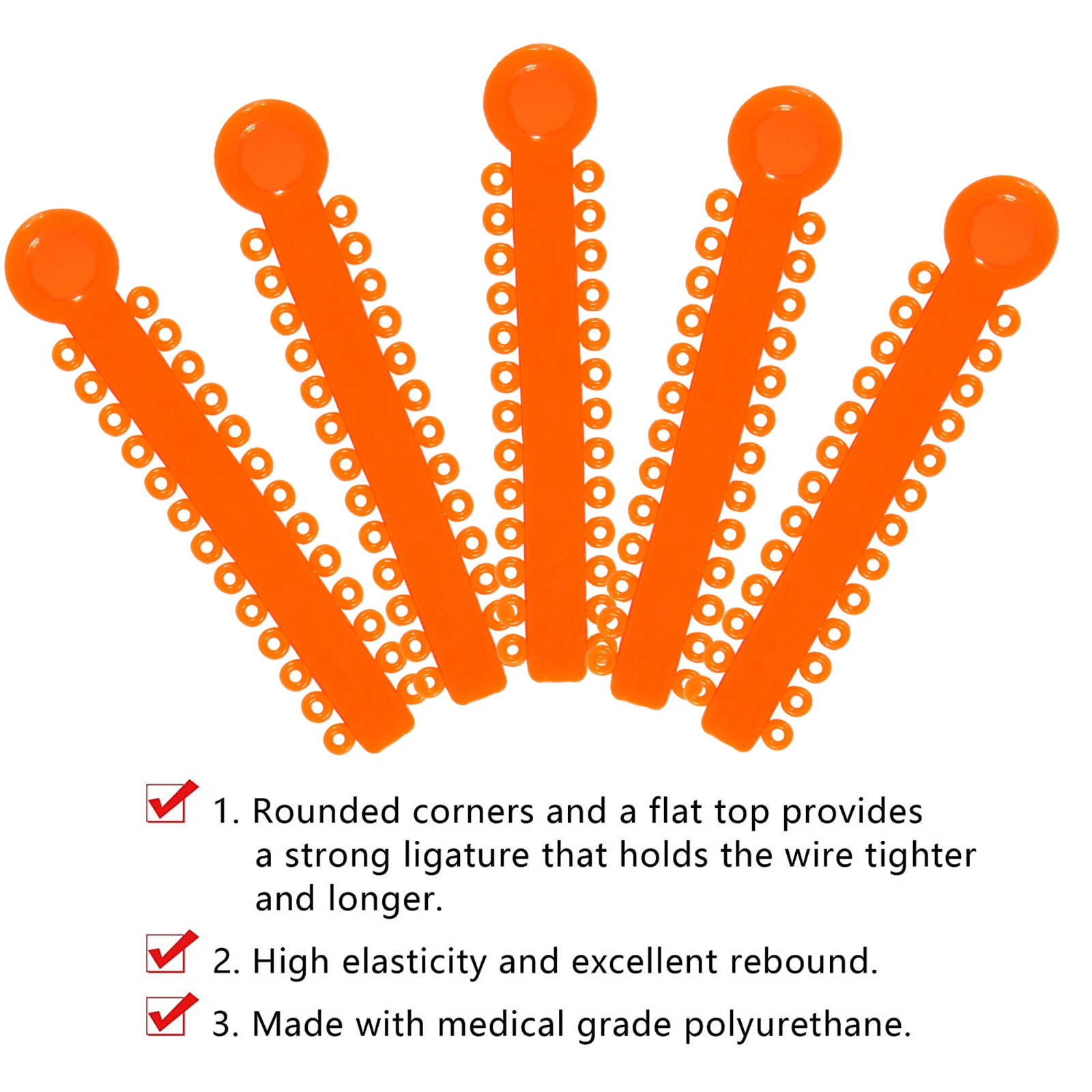 40Sticks / Pack Dental Orthodontic Elastic Ligature Ties for Brackets Braces 2.5*0.48 Colorful Dentist Orthodontics Treatment