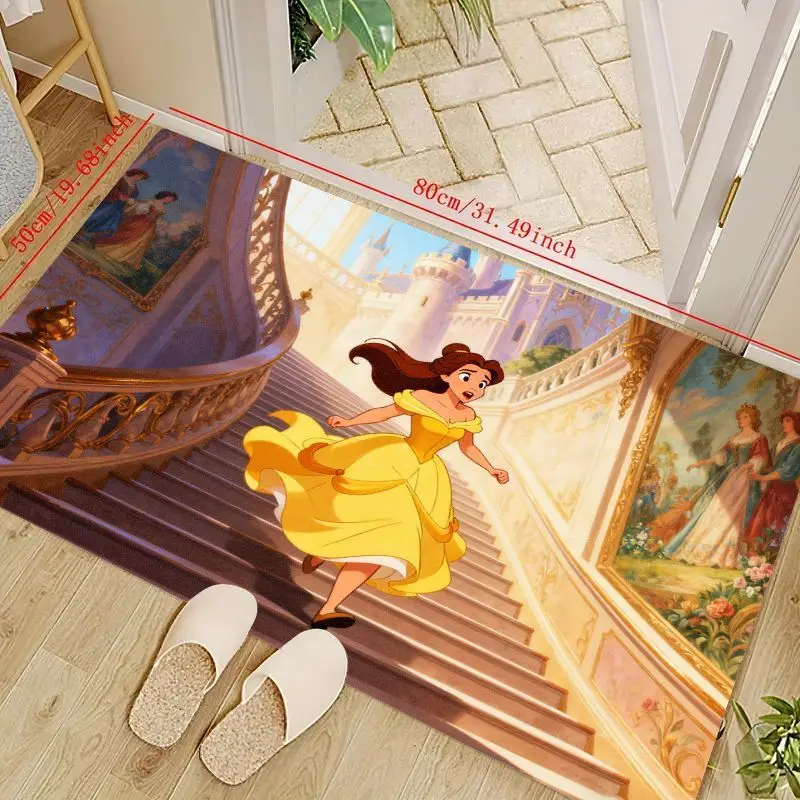 

1PC Disney Princess Belle Beauty and the Beast Carpet for Living Room Kids Room, Cute Cartoon Girl's Bedroom Decor Floor Mat, So