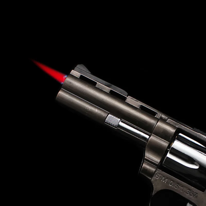 Red Flame Pistol Model Lighter Hot Selling Left Wheel Repeatedly Inflatable Photography Knife Ultra High Quality