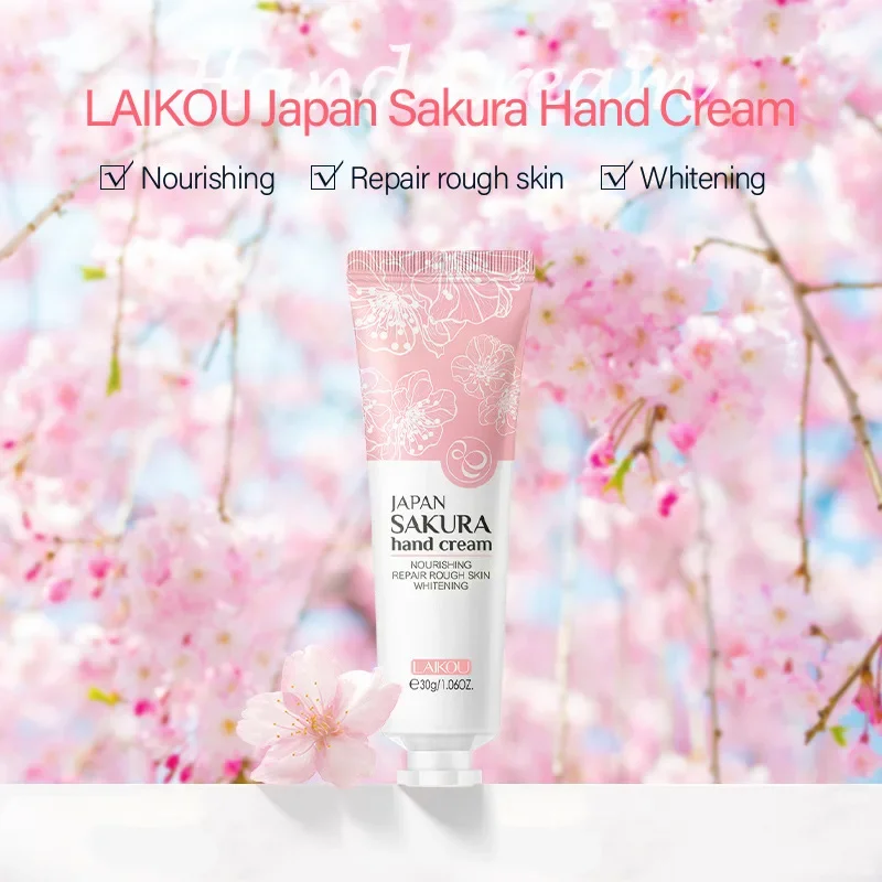 Japan Sakura Hand Cream Whitening Wrinkle Remover Shea Butter Camellia Moisturizer Non Greasy Crack Care Skin